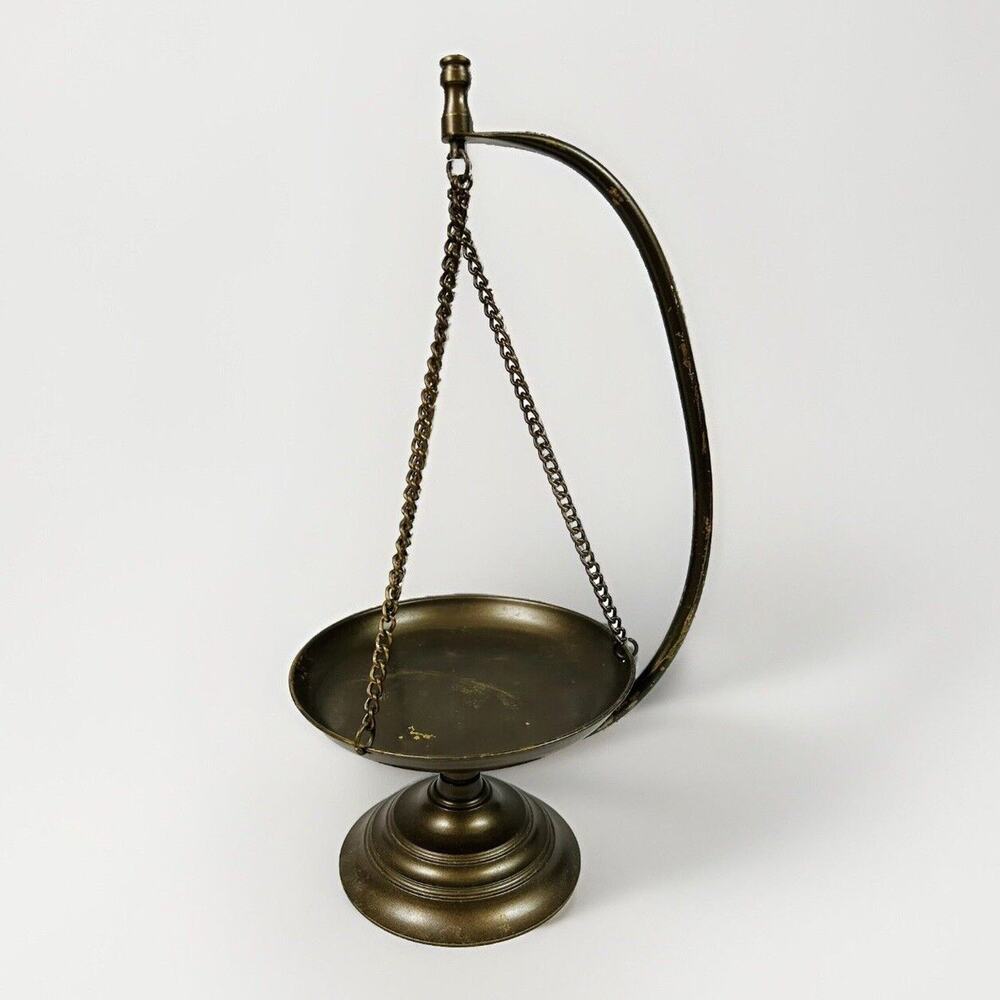 Vtg Metal Hanging Scale Plant Stand Candle Holder 14.5” - Picture 2 of 6